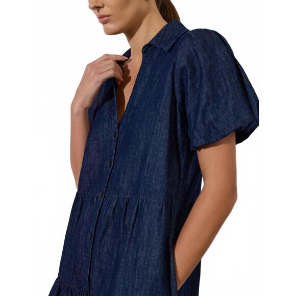 NEW BROCHU WALKER havana mini dress in indigo - Picture 3 of 4